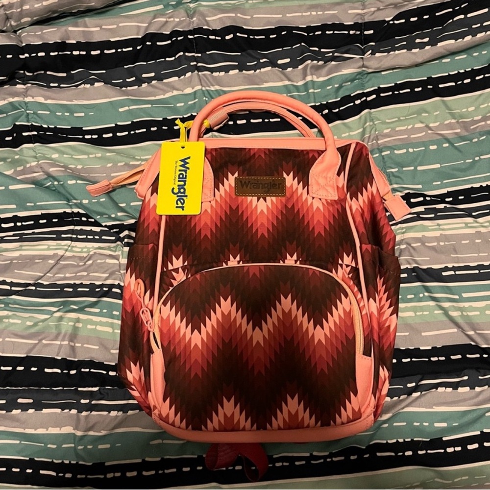Wrangler Geometric Pink and Brown Backpack